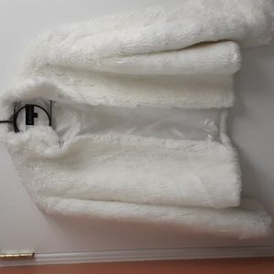 White Faux Fur Short Jacket, size L
